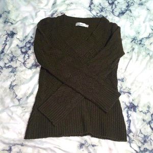 Brown V-Neck Knit Sweater